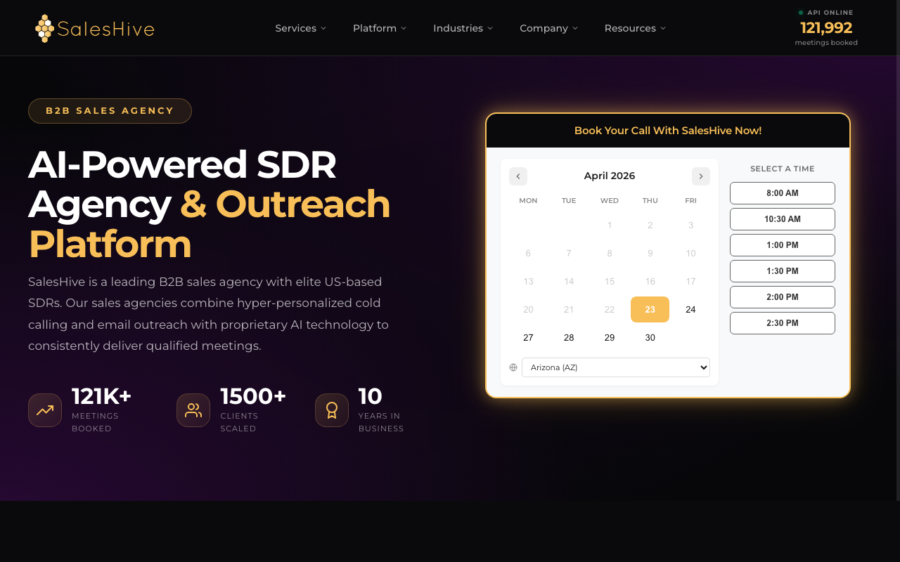 SalesHive website screenshot